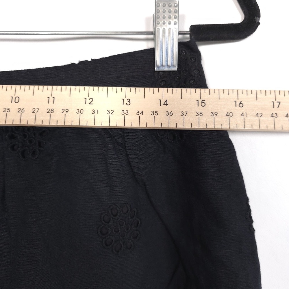 JOIE New Linen Cotton Blend Midi Skirt‎ Eyelet Set Black Embroidered Size LARGE - Picture 7 of 12